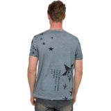 Rusty Neal - T-shirt - Ronde Hals - Henley-stijl - Met Opdrukken en Knoopsluiting