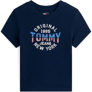 Tommy Jeans - New York - T-shirt - Azuur - Donkerblauw - Rood - Offwhite