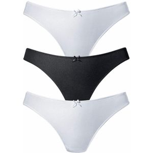 Petite Fleur - String - Wit en Zwart - Fijne Jacquard-kant - 3 Stuks