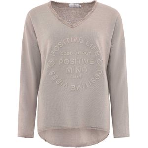 Zwillingsherz Sweatshirt 'Positive Mind'  taupe