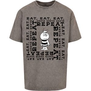 F4NT4STIC Shirt 'Heroes of Childhood'  donkergrijs / zwart / wit