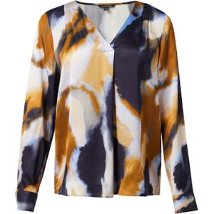 COMMA Blouse  navy / mosterd / grijs / wit