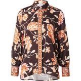 Emily Van Den Bergh - Blouse - Chocoladebruin - Bloemenprint - Lange Mouw