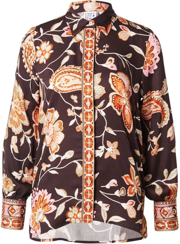 Emily Van Den Bergh - Blouse - Chocoladebruin - Bloemenprint - Lange Mouw