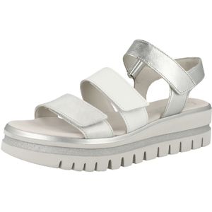 Gabor - Sleehaksandaaltjes - Zomerschoen - Wit/Zilverkleur - Metallic - Klittenbandsluitingen