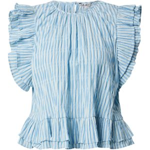 OBJECT Blouse 'OBJFine'  lichtblauw / wit