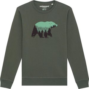 Watapparel Sweatshirt ' Waldbär '  kaki / neongroen / zwart
