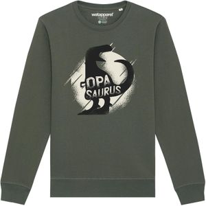 Watapparel Sweatshirt ' Opasaurus '  olijfgroen / zwart / wit