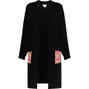 IZIA Gebreid vest  lichtblauw / geel / pink / zwart