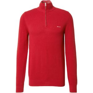 GANT Cotton Pique Half Zip, robijnrood, L
