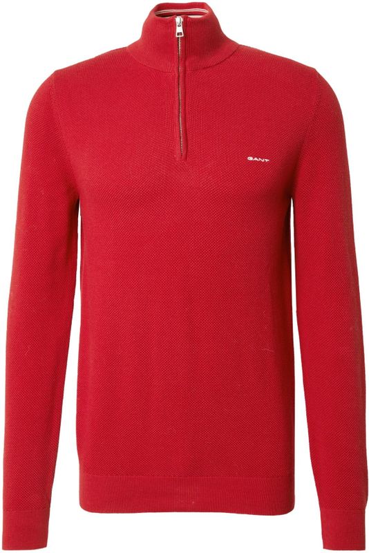GANT Cotton Pique Half Zip, robijnrood, L