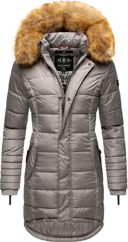 Navahoo Dames Winterjas Papaya – Getailleerd, Warm & Met Afneembare Bontkraag