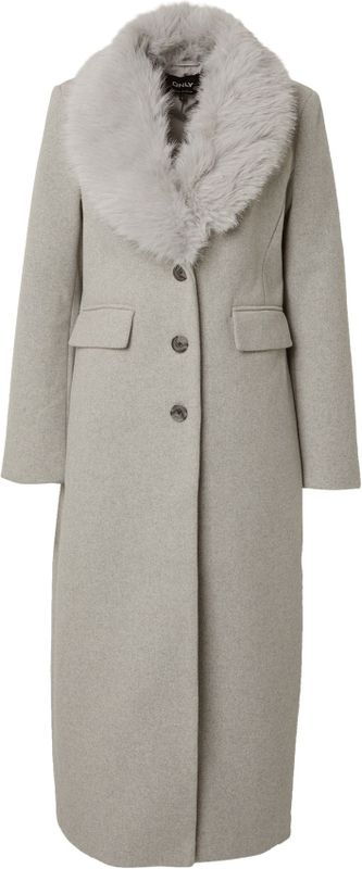 Only - ONLANNIE LIFE FUR COLLAR COAT - Lichtgrijs - Lange Jas