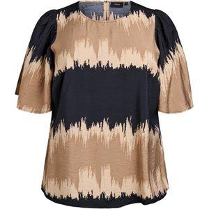 Zizzi Blouse 'Eliv'  cappuccino / mokka / zwart