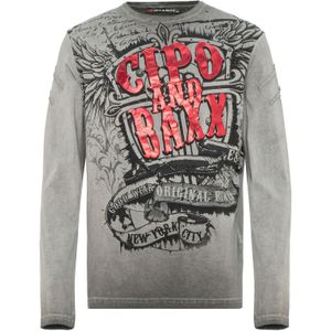 CIPO & BAXX Shirt  grijs / rood / zwart