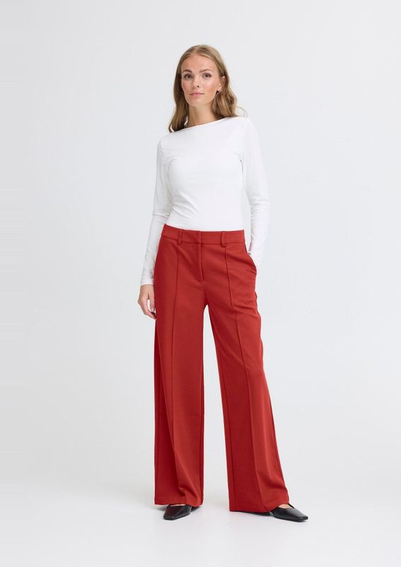 ICHI - IHKate - Pantalon - Rood - Wide Leg - High Waist