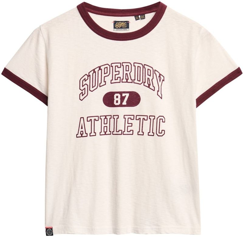 Superdry - Shirt - Crème / Donkerrood - Sportshirts