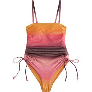 Next Badpak  chocoladebruin / cognac / watermeloen rood