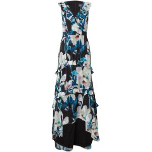 Adrianna Papell Avondjurk  lichtblauw / lichtoranje / cranberry / zwart