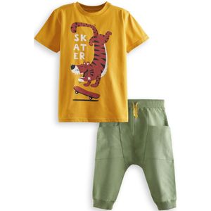 Denokids Set 'Skater'  bruin / geel / groen / wit