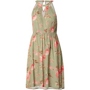 VILA Zomerjurk 'VIMESA'  karamel / olijfgroen / oudroze / lichtrood