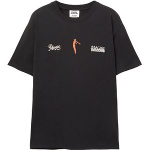 Pull&Bear Shirt 'IMAGINE DRAGONS'  antraciet / oranje / wit