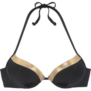 Lascana - Elodie - Push-upbikinitop - Zwart/goudkleur - Gewatteerd