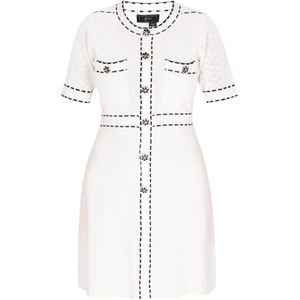 faina Gebreide jurk 'Fashion Look'  zwart / offwhite