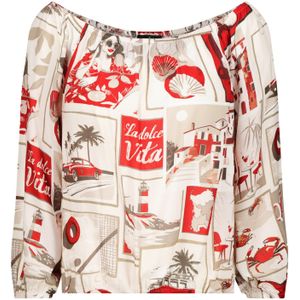 monari Blouse  beige / crème / rood