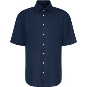 Donkerblauw Overhemd - 100% Linnen - Regular Fit - Kentkraag