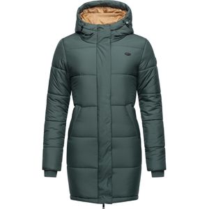 Ragwear Wintermantel 'Relive'  smaragd / zwart / wit