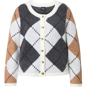 Ulla Popken Gebreid vest  lichtbruin / antraciet / wit