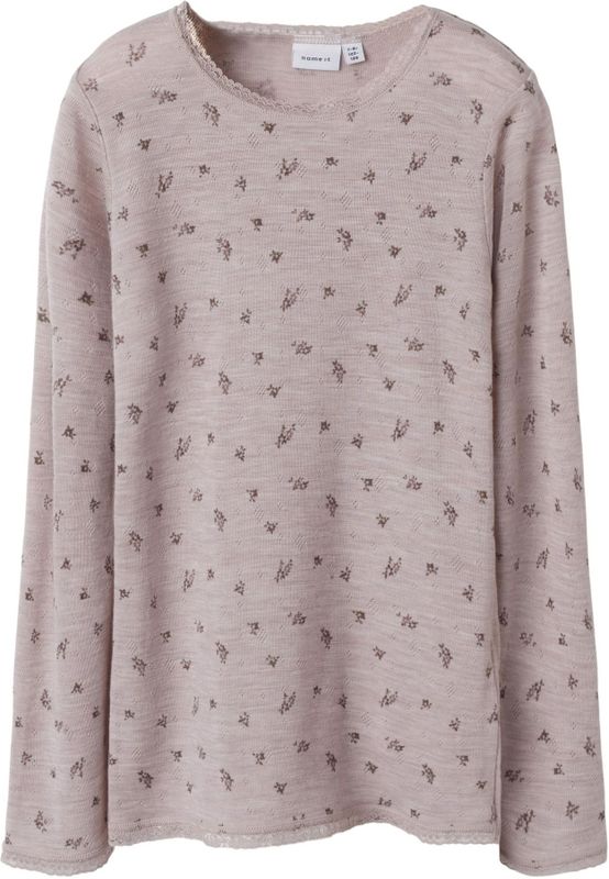 Merino Wol Top - Lange Mouwen - Slim Fit - Ronde Hals - Print