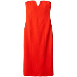 MANGO Cocktailjurk 'BELLI'  vuurrood / zilver