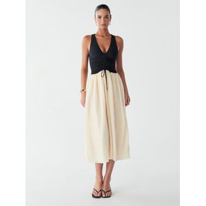 BWLDR Jurk 'BEAU MIDI DRESS'  ecru / zwart