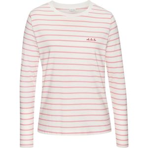 Lascana - Shirt - Wit/rosé - Lange Mouwen