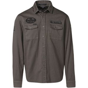 KOROSHI Overhemd  donkerbruin / zwart