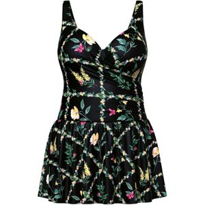 Ulla Popken Badpakjurk  geel / groen / pink / zwart
