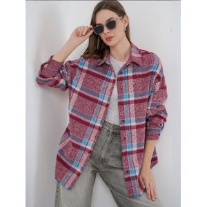 Bigdart Blouse  lichtblauw / bessen / wit