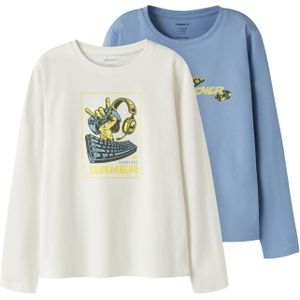 NAME IT Shirt 'NKMVUX'  opaal / geel / zwart / wit