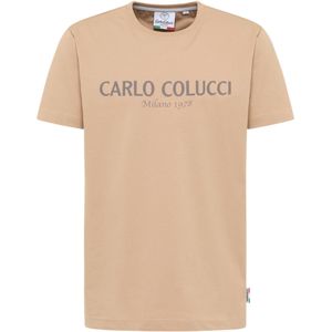 Carlo Colucci Shirt  donkerbeige / blauw