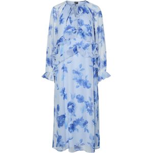 Pcclara - Maxi-jurk - Enkellang - V-hals - Lange Mouwen - Soepelvallende Pasvorm