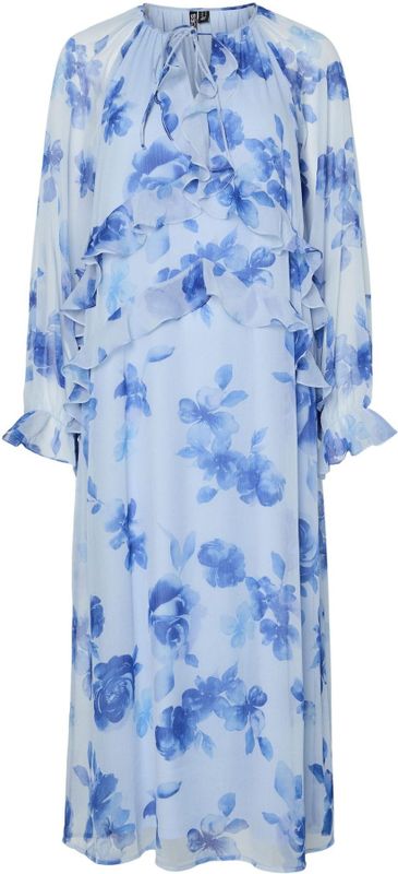 Pcclara - Maxi-jurk - Enkellang - V-hals - Lange Mouwen - Soepelvallende Pasvorm