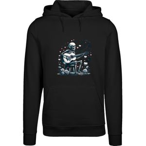 F4NT4STIC Sweatshirt 'Skelett spielt Gitarre, Musik, Liebe'  petrol / lichtroze / zwart / wit