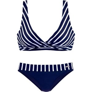Look - Beugelbikini - Marine - Wit - Met Sluiting Achter
