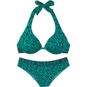 Beugelbikini - Petrol Gedessineerd - Met Beugel - Verwijderbare Softcups