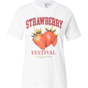 PIECES - Shirt - Groen - Rood - Wit - Kwartmouw - Wijde Pasvorm