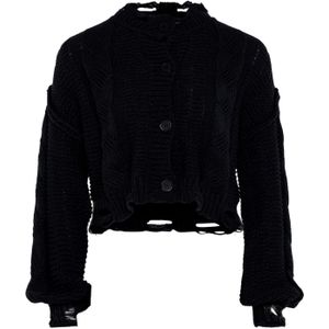 myMo - Jumper - Zwart - Garen - Casual Vorm met Overlappende Schouders