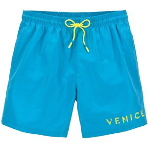 Look - Unikleur - Zwembroek - Blauw - Met Logo-opschrift - Normale Taillehoogte