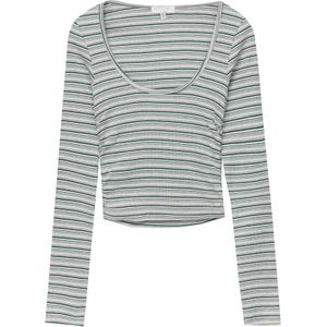 Pull&Bear Shirt  grijs gemêleerd / smaragd / wit